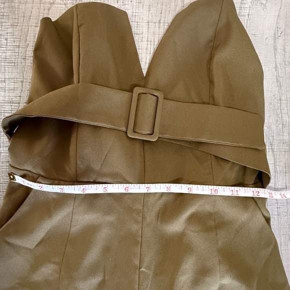 Olive Scent Olive Green Strapless Jumpsuit with Belt Size Small - Picture 9 of 13